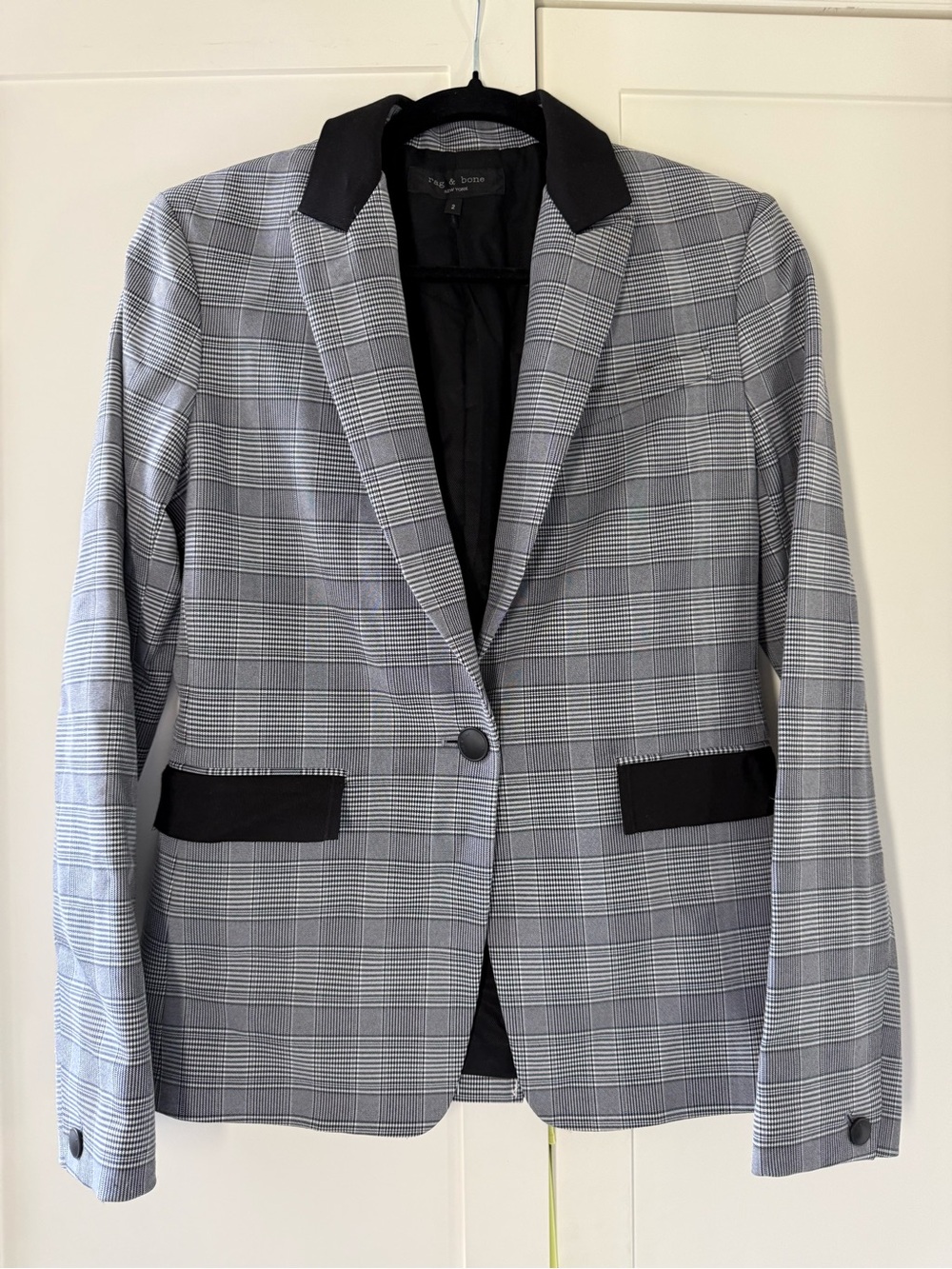rag & bone Black-Trim Glen Plaid Blazer